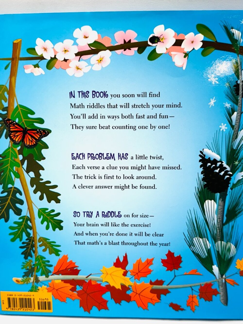 Math For All Seasons: Mind-Stretching Math Riddles Hardcover VERY GOOD - Picture 2 of 3